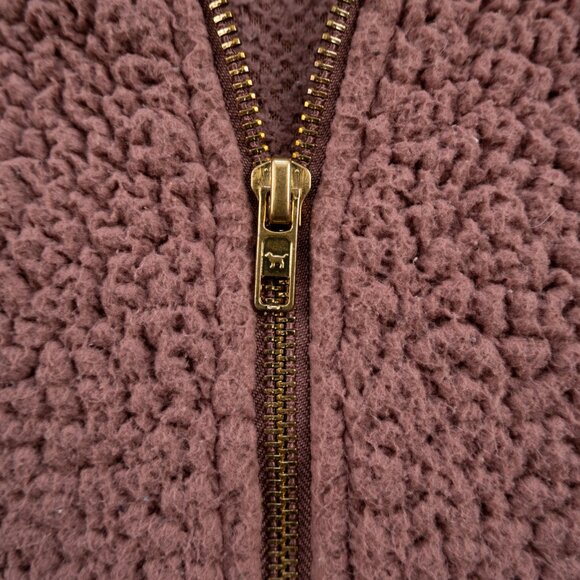 PINK Victoria's Secret mauve 1/4 zip crop sherpa fleece size L - Picture 7 of 8